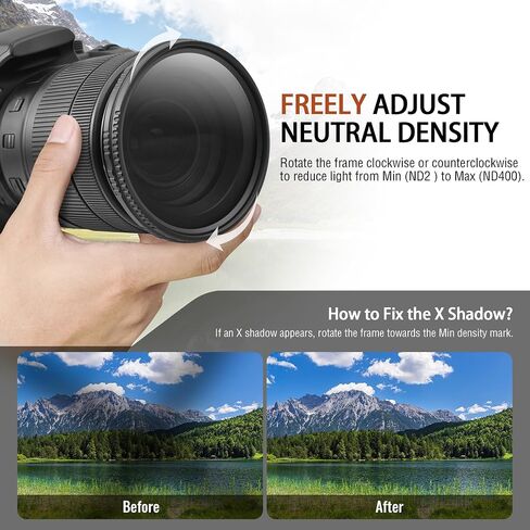 77mm Variable ND Lens Filter ND2-ND400 (1-9 Stops) in Kuwait