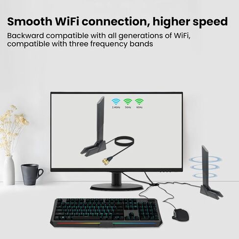 ASHATA WiFi 7 Antenna for Gaming Motherboard, RP SMA Male, Magnetic Base in Kuwait