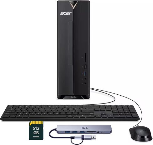 Acer Aspire Desktop Computer – Intel Celeron N4505, Office 365 for The Web,16GB 1.5TB Storage (1TB SSD+512GB SD),Fast & Reliable Home Office PC Bundle with Docking Station, Wi-Fi, Windows 11, Black in Kuwait