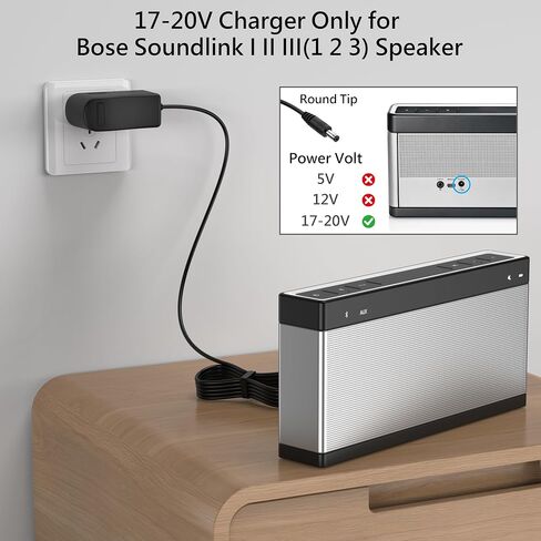 Charger for Bose Soundlink I II III 1 2 3 Bluetooth Speaker, 17~20V Replacement Power Cord Adapter, Compatible P/N: 306386-101, 369946-1300, 301141, 404600, 414255 in Kuwait