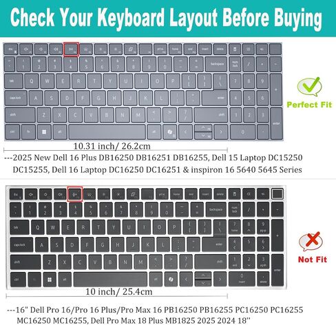 2 PCS Keyboard Cover for 2026 2025 New Dell 16 Plus DB16250 DB16251 DB16255, Dell 15 Laptop DC15250 DC15255, Dell 16 Laptop DC16250 DC16251 & inspiron 16 5640 5645 Series Keyboard Skin-OPink+Clear in Kuwait
