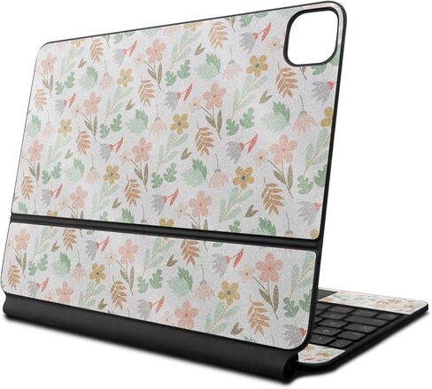 Glossy Glitter Skin Compatible with Apple Magic Keyboard for iPad Pro 13‑inch (M4) 2024 - Neutral Flowers - Premium 3M Vinyl Protective Decal Cover - Easy to Apply | Crafted in The USA by MightySkins in Kuwait