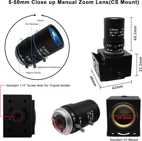 5MP USB Camera Module, IMX335 Sensor, 10x Optical Zoom Webcam in Kuwait