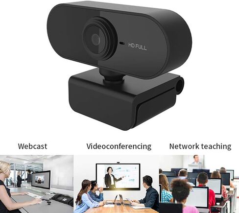 1080P USB Webcam, HD Computer Camera with Microphone and 360 Degree Rotation, for Video Conferencing Online Teaching and Desktop Laptop PC (Black) in Kuwait