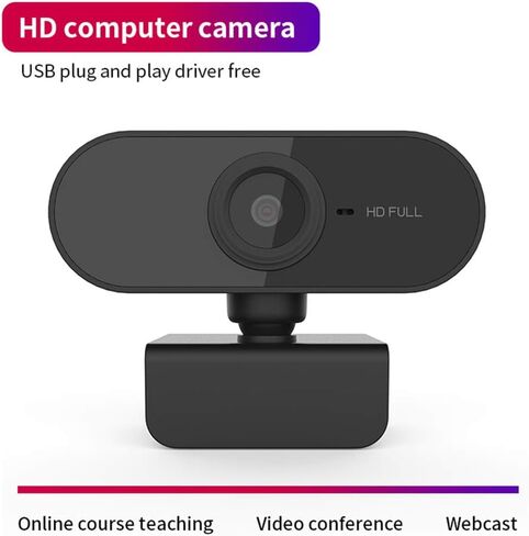 1080P USB Webcam, HD Computer Camera with Microphone and 360 Degree Rotation, for Video Conferencing Online Teaching and Desktop Laptop PC (Black) in Kuwait