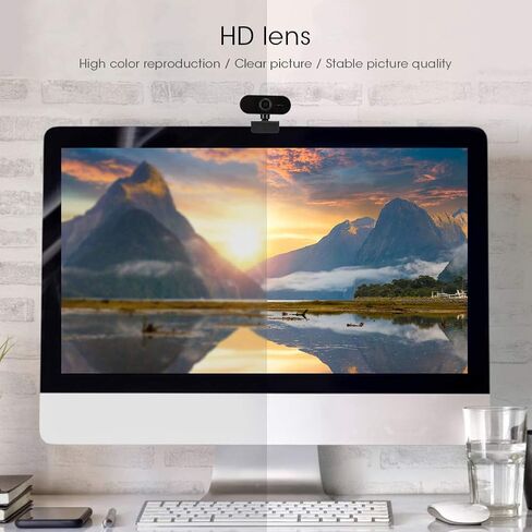 1080P USB Webcam, HD Computer Camera with Microphone and 360 Degree Rotation, for Video Conferencing Online Teaching and Desktop Laptop PC (Black) in Kuwait