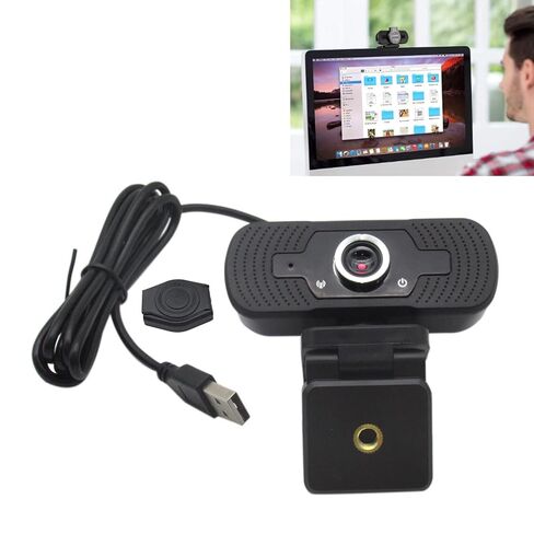 1080p Full HD Camera with 75 Degree Viewing Angle, Laptop Mac Desktop Camera for Video Calls, Plug-and-Play Video Calls, Built-in Microphone in Kuwait