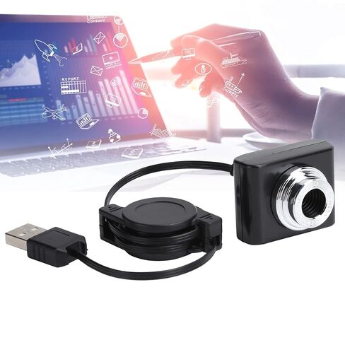 Webcam, USB2.0 Camera with Retractable Cable, 640 x 480 Resolution, Plug and Play, for XP/sp1/7/2000/2003/Vista Compatible in Kuwait