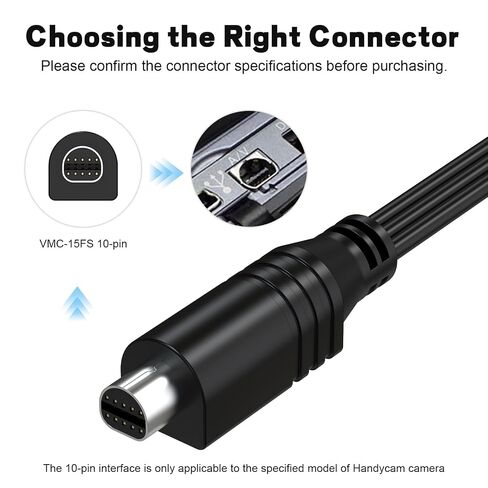 Replacement AV Cable for Sony Handycam, VMC-15FS 10pin A/V Audio Video Cable Cord for DCR-SR40/SR42/SR45/SR60, DCR-HC20/HC96, HDR-CX7, HDR-FX7, DCR-DVD301 Camcorder and More, 3.9FT in Kuwait