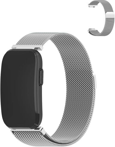 for Garmin Cirqa Fitness Tracker Stainless Steel Magnetic Loop Strap,Adjustable Metal Replacement Band with Magnet Closure,Breathable Mesh(Silver) in Kuwait
