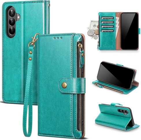 Compatible with Samsung Galaxy A37 5G Wallet Case with Card Holder RFID Blocking PU Leather Phone Case Flip Protective Cover Wrist Strap Credit Card Slots Kickstand Men Women,Wine Red in Kuwait