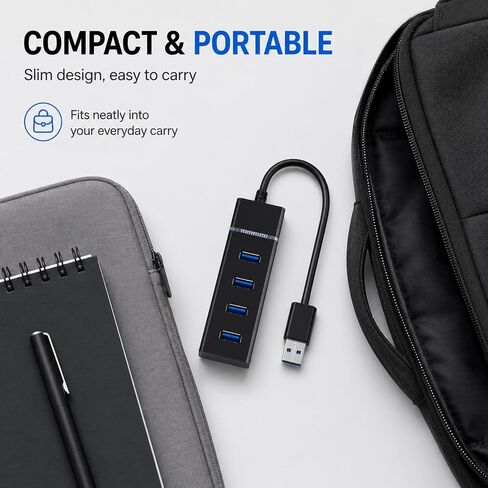 USB 3.0 Hub 4 Ports with Type-C Power Input, High-Speed USB Splitter for Laptop, PC, Xbox, Flash Drive, HDD, Printer, Camera, Keyboard & Mouse – Data Transfer Only in Kuwait
