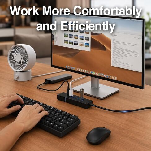 USB 3.0 Hub 4 Ports with Type-C Power Input, High-Speed USB Splitter for Laptop, PC, Xbox, Flash Drive, HDD, Printer, Camera, Keyboard & Mouse – Data Transfer Only in Kuwait