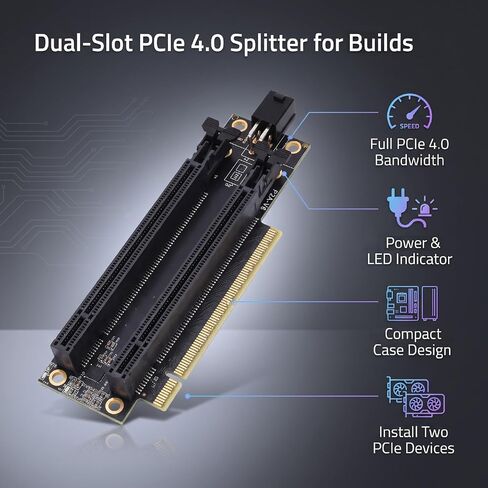 Cryfokt PCIe X16 to X8 X8 (4.0) Adapter Card with Serial ATA Power in Kuwait