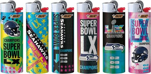 BIC Special Edition Super Bowl LX Champions Series Maxi Pocket Lighters, Assorted, 6-Pack in Kuwait