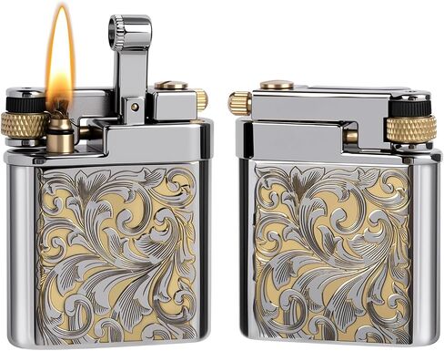 Vintage Trench Lighter, Refillable Soft Flame Lighters, Kerosene Fluid Engraving Lighter - Antique Brass Lighters for Him (Fuel Not Included) in Kuwait