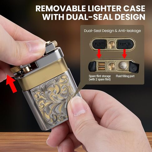 Vintage Trench Lighter, Refillable Soft Flame Lighters, Kerosene Fluid Engraving Lighter - Antique Brass Lighters for Him (Fuel Not Included) in Kuwait
