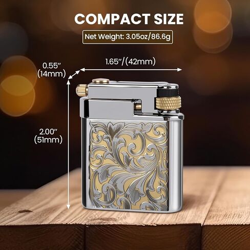 Vintage Trench Lighter, Refillable Soft Flame Lighters, Kerosene Fluid Engraving Lighter - Antique Brass Lighters for Him (Fuel Not Included) in Kuwait
