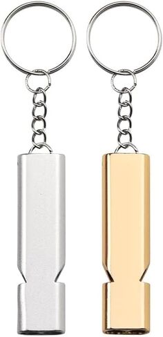 Dual-Tone Emergency Safety Whistle Aluminum Keychain for Hiking Camping in Kuwait