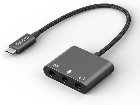 Cubilux USB C to 3.5mm Adapter for Live Streaming/Recording, USB C to TRRS Microphone Splitter for Laptop, Recording Adapter with Line-in & Mic-in & 3.5 Headphone Out-Suitable for Laptop/PC in Kuwait