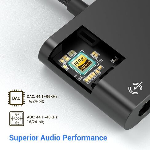 Cubilux USB C to 3.5mm Adapter for Live Streaming/Recording, USB C to TRRS Microphone Splitter for Laptop, Recording Adapter with Line-in & Mic-in & 3.5 Headphone Out-Suitable for Laptop/PC in Kuwait