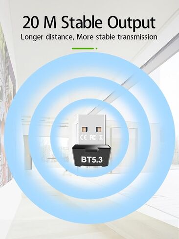USB Bluetooth 5.3 Adapter for PC, Supports Windows 11/10/8.1/7,5.3+EDR Bluetooth Wireless Transmitter Receiver for Desktop, Laptop, Mouse, Keyboard, Printers, Headsets (Black) in Kuwait