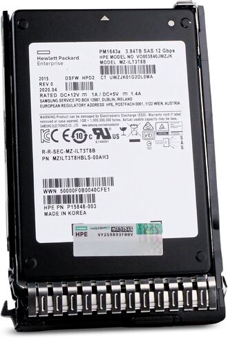HP Generation 8 3.84TB 1 DWPD SAS 12Gb/s 3D TLC 2.5in Read Intensive Enterprise SSD DL380 DL360 ML350 DL560 DL580 DL385 BL460c DL160 VO003840JWZJK P15848-003 G8 (Renewed) in Kuwait