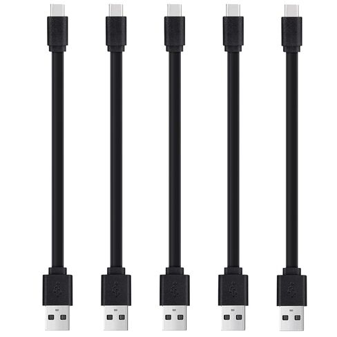 6 inch Flat USB A to USB C Cable, Short Fast Charging Cord 10-Pack, Black in Kuwait