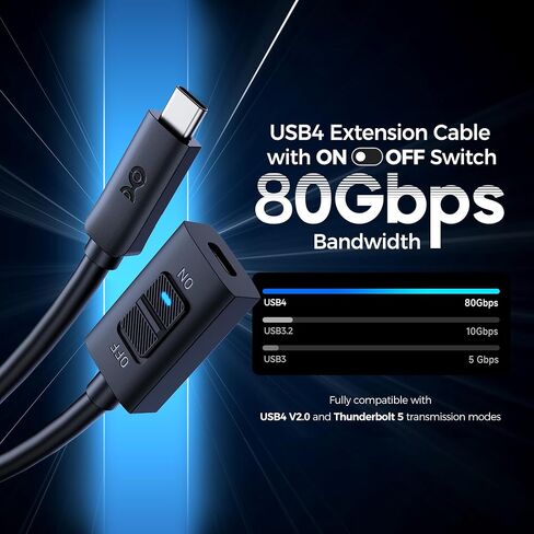 Cable Matters 80Gbps USB4 Extension Cable with On/Off Switch - 1.6 ft/0.5m in Kuwait