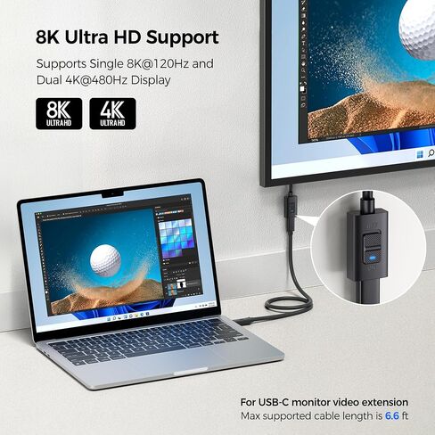 Cable Matters 80Gbps USB4 Extension Cable with On/Off Switch - 1.6 ft/0.5m in Kuwait