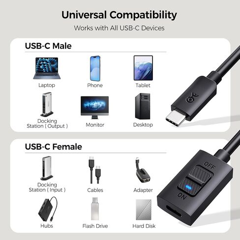 Cable Matters 80Gbps USB4 Extension Cable with On/Off Switch - 1.6 ft/0.5m in Kuwait