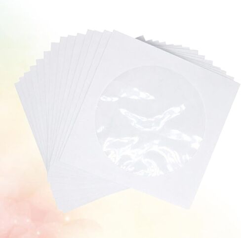 100 Pcs White CD DVD Paper Sleeves with Window for Storage in Kuwait