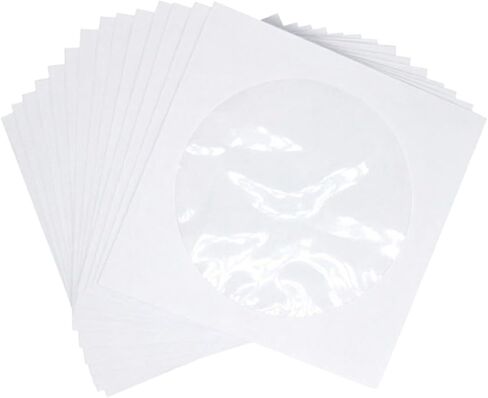 100 Pcs White CD DVD Paper Sleeves with Window for Storage in Kuwait