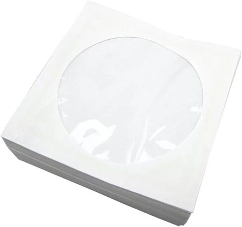 White Paper CD DVD Sleeves with Window, Portable Storage Pack of 100 in Kuwait