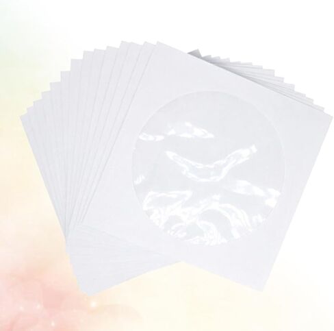 White Paper CD DVD Sleeves with Window, Portable Storage Pack of 100 in Kuwait
