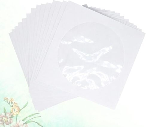 White Paper CD DVD Sleeves with Window, Portable Storage Pack of 100 in Kuwait