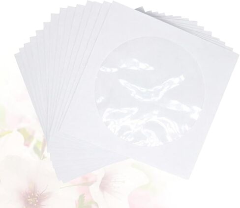 White Paper CD DVD Sleeves with Window, Portable Storage Pack of 100 in Kuwait