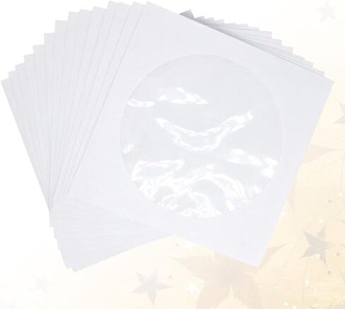 White Paper CD DVD Sleeves with Window, Portable Storage Pack of 100 in Kuwait