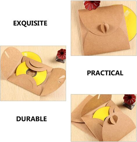 VICASKY 50pcs Kraft Paper CD DVD Sleeves Envelopes Storage Holder for Organizing Cds and DVDs Prevent Scratching for Home Storage in Kuwait