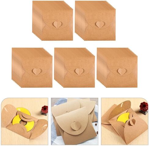 VICASKY 50pcs Kraft Paper CD DVD Sleeves Envelopes Storage Holder for Organizing Cds and DVDs Prevent Scratching for Home Storage in Kuwait