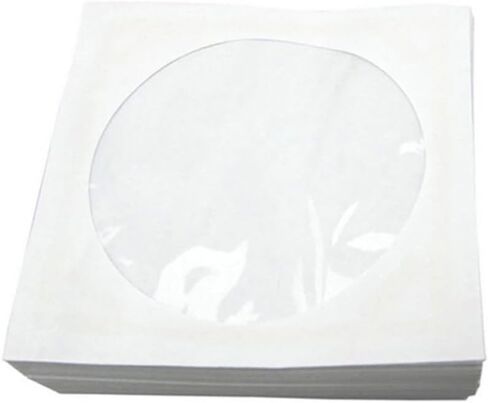 HOMSFOU CD Bag Pack Sleeves Paper Window 100, White Design DVD with Portable Size Paper CD Case Storage Organization for Disc Travel, Office, and Home in Kuwait