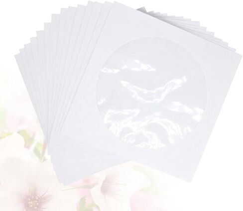 HOMSFOU CD Bag Pack Sleeves Paper Window 100, White Design DVD with Portable Size Paper CD Case Storage Organization for Disc Travel, Office, and Home in Kuwait