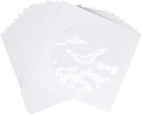 HOMSFOU CD Bag Pack Sleeves Paper Window 100, White Design DVD with Portable Size Paper CD Case Storage Organization for Disc Travel, Office, and Home in Kuwait