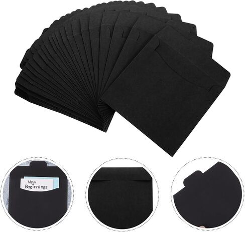 TEHAUX 50pcs Black Paper CD DVD Sleeves Case with Vintage Style, Square Shape for Protection and Storage, for Holidays and Gifting in Kuwait