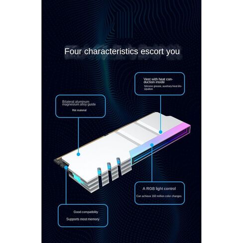 4X Computer DDR4 DDR5 5V ARGB Sync Memory Radiator PC RGB Colorful RAM Heatsink Cooler Cooling Shim Armor Silver White in Kuwait