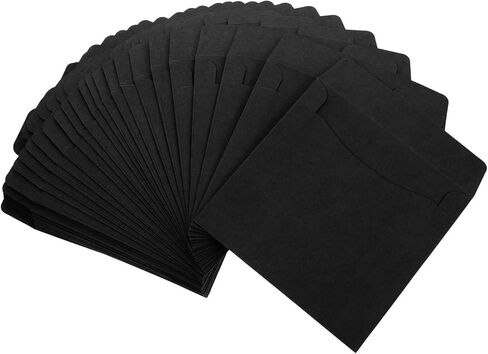 Kisangel 50pcs Black Paper CD Sleeves for Storage and DIY Decoration, Square Retro Style Holder for DVDs and Cds, for Packaging Greeting Cards and Birthdays in Kuwait