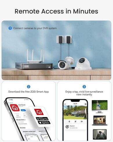ZOSI 3K Lite 8 Camera Wired Security System Outdoor Indoor, NO HDD in Kuwait