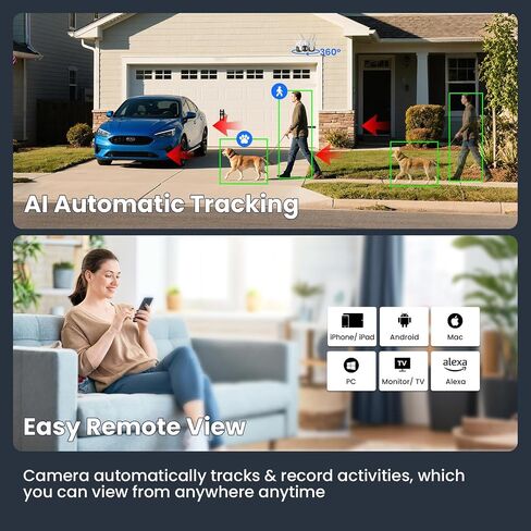 xmartO 10CH 8 Pcs Home Security Camera Kit, 4 * 10X Zoom WiFi6 Security Camera and 4 * 2K HD Dome Camera, 2-Way Audio, Night Vision, 24/7 Surveillance Camera, No Monthly Fee(Include 1TB Hard Drive in Kuwait