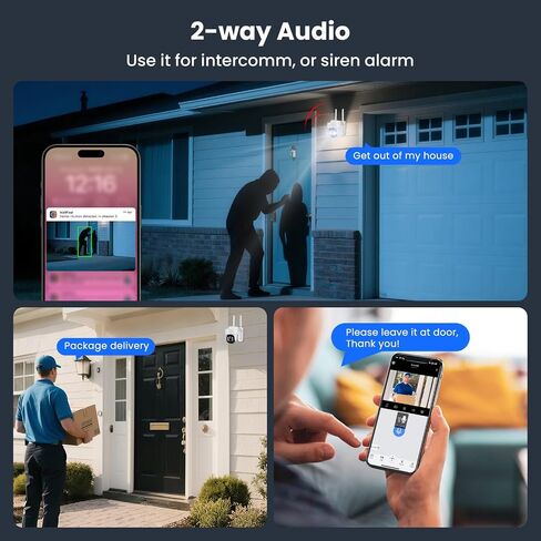 xmartO 10CH 8 Pcs Home Security Camera Kit, 4 * 10X Zoom WiFi6 Security Camera and 4 * 2K HD Dome Camera, 2-Way Audio, Night Vision, 24/7 Surveillance Camera, No Monthly Fee(Include 1TB Hard Drive in Kuwait