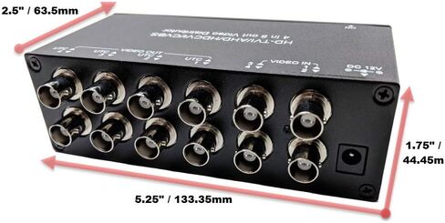 CCTV Camera Pros VDS-4008HD 4 to 8 BNC Video Splitter Box for AHD, HD-TVI, HDCVI, CVBS HD Analog Security Cameras | 720p, 1080p, 3MP, 4MP, 5MP Resolution | RG59 / RG6U / RG6 Coaxial Cable Compliant in Kuwait